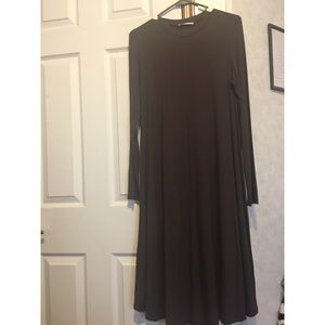 Brown long sleeve swing dress